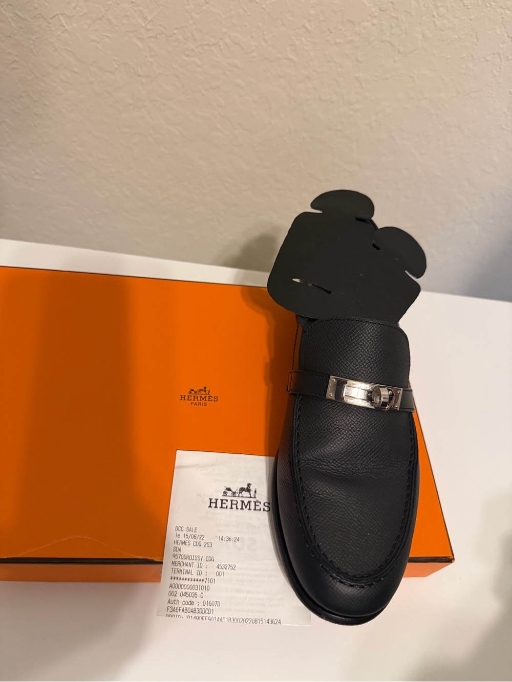 Hermes Black Leather Women’s Loafer with Silver-Tone Buckle